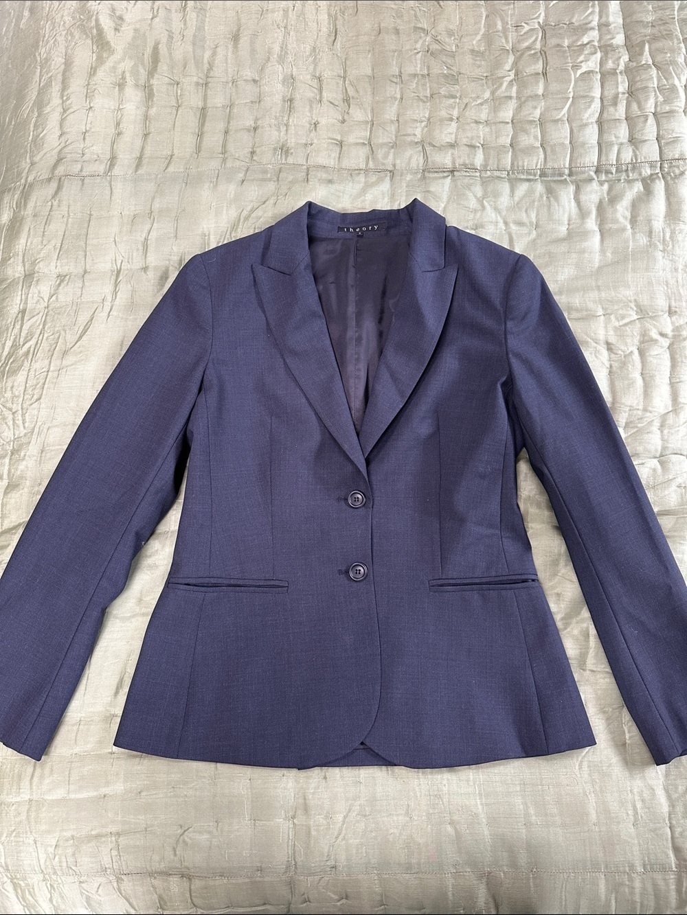 Theory Women's Charcoal Gray Wool Two-Button Blazer